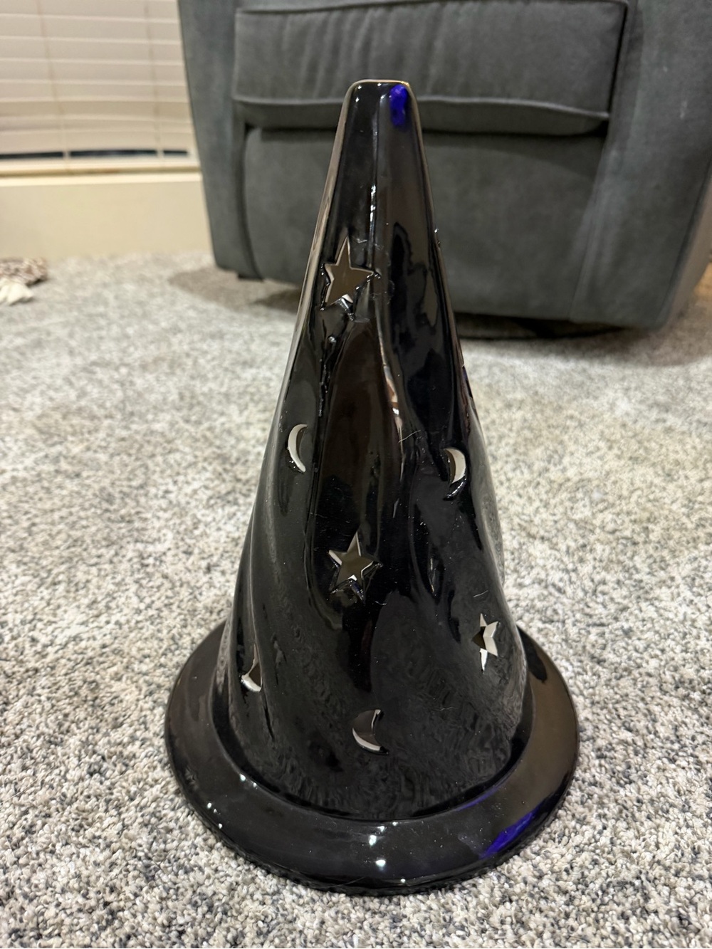 Black Ceramic Witch Hat LED Light Up